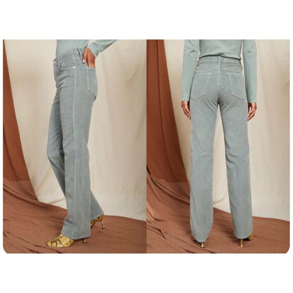 Amo Willa High Rise Slim Flare Full Length Corduroy Pants Size 27 green New $253 - Picture 1 of 11